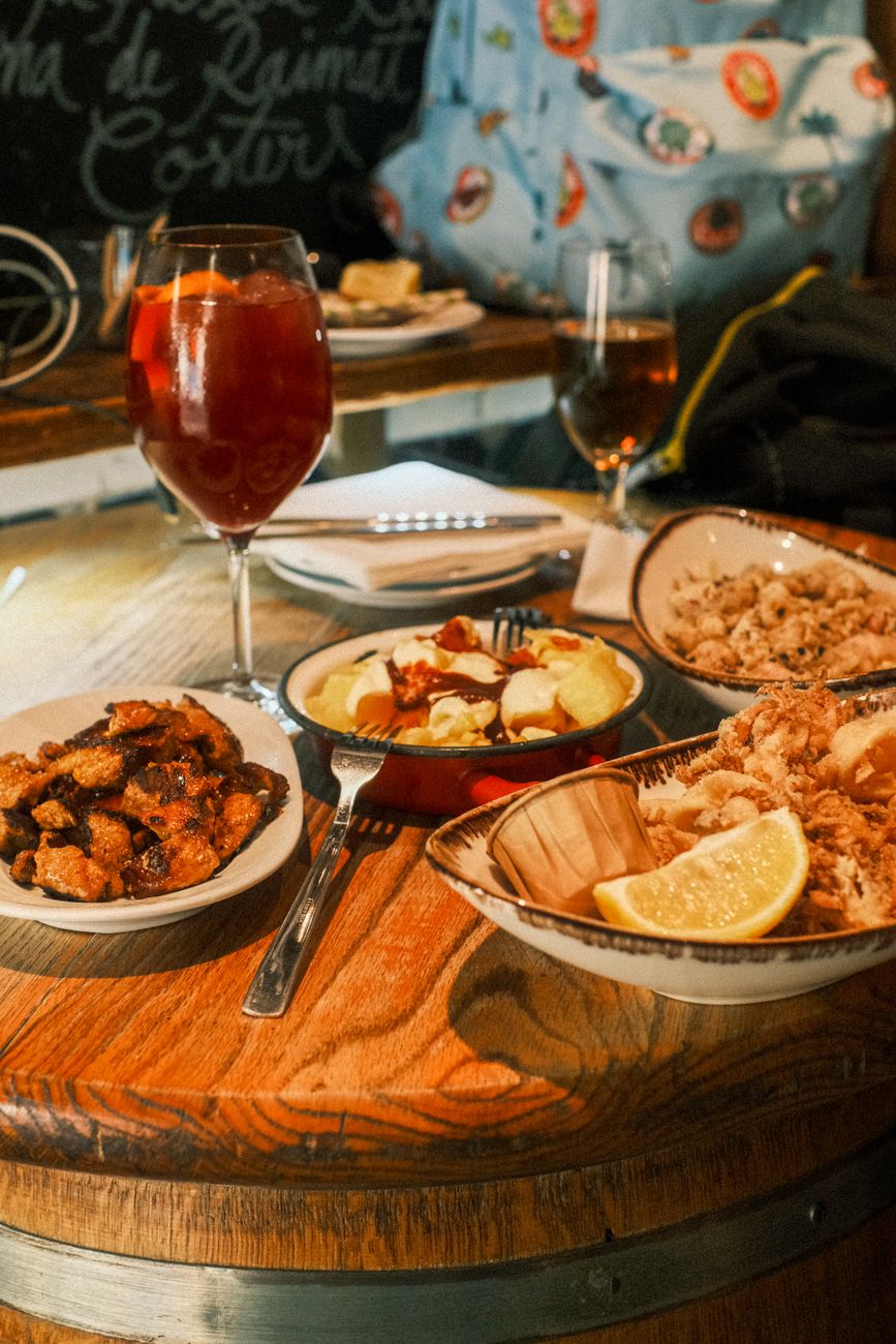 Pintxos and wine in San Sebastian bar